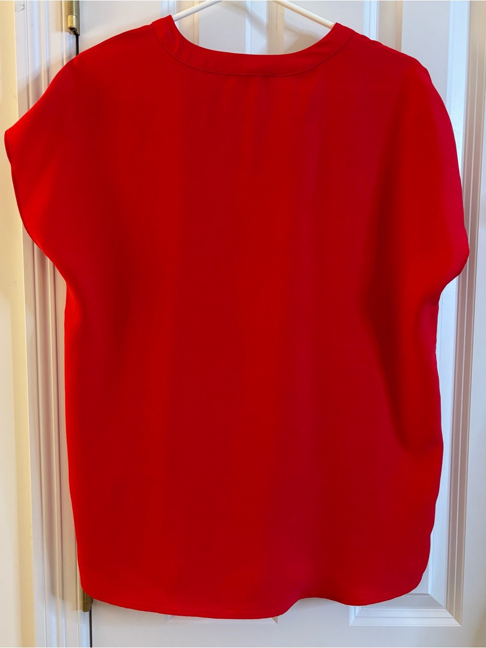 Carolina Belle Blouse Top Red V-Neck Cap Sleeve Buttons business casual medium - Picture 4 of 9